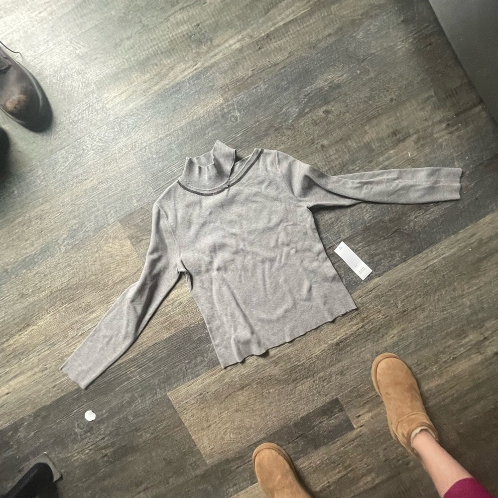 Calvin Klein grey sweater with cutout on shoulder